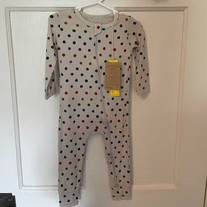 KYTE Baby Zippered Romper in Oat Polka Dots 2T NWT